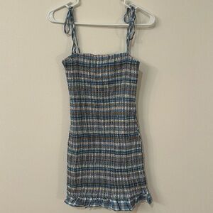 Paradise scrunchy blue multicolored mini dress